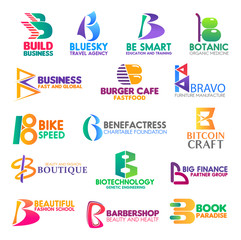 Business icons, letter B corporate identity