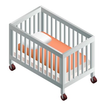 recommend clip art: Baby crib icon. Isometric of baby crib vector icon for web design isolated on white background