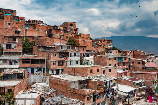 Favelas in Medellin, Kolumbien