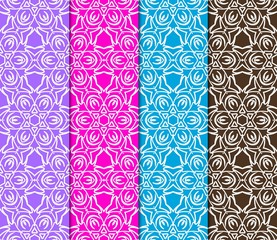 collection of geometric pattern with floral abstract ornament. Seamless vector background.