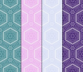 Set of seamless geometric patterns. Color backgrounds collection. Endless repeating linear texture. Vector illustration