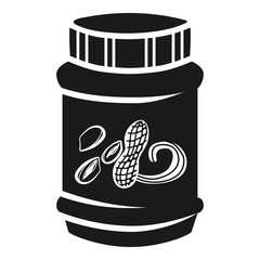Glass peanut butter jar icon. Simple illustration of glass peanut butter jar vector icon for web design isolated on white background