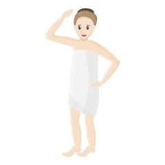 Woman in spa towel icon. Cartoon of woman in spa towel vector icon for web design isolated on white background