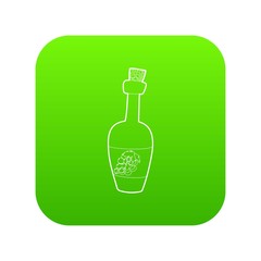 Wine bottle icon green vector isolated on white background