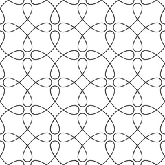 Naklejka premium Vector seamless texture. Modern geometric background. Grid with curved thin threads.