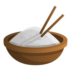 Wood rice bowl icon. Cartoon of wood rice bowl vector icon for web design isolated on white background