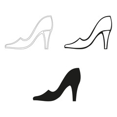 Women's footwear, shoes. Set of vector isolated icons.