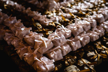 various wedding sweets, modern wedding decor. Tasty candy for brides.