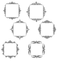 Vintage vector swirl frame set