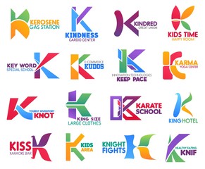 Business icons, letter K, corporate identity