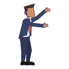 businessman with arms open blue lines