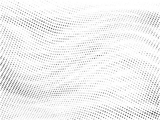 Abstract Halftone gradient dots background. Black white grunge texture. Pop Art circle comic pattern. Polka dots wave ornament vector pattern. Template for presentation flyer, business cards, stickers