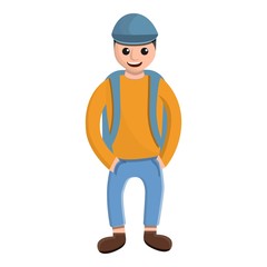 Street boy backpack icon. Cartoon of street boy backpack vector icon for web design isolated on white background