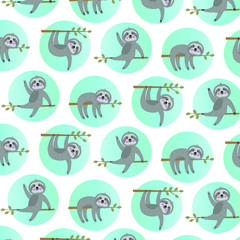 sloth pattern with blue circles