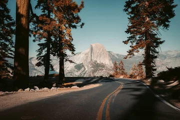 Papier Peint photo autocollant Half Dome Glacier Point Road avec Half Dome, Yosemite National Park, California, USA