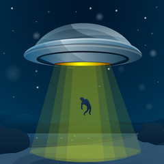 Ufo take man concept background. Cartoon illustration of ufo take man vector concept background for web design © nsit0108