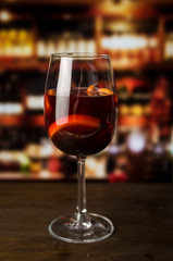 Red wine on bar