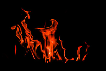Flames of fire on a black background. Space for copy, text, your words