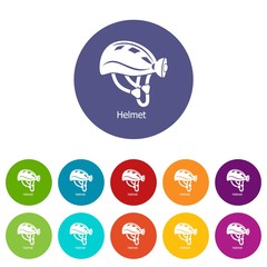 Helmet icons color set vector for any web design on white background