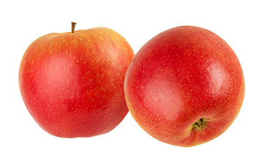 Fresh red apples isolated on white background with clipping path