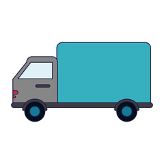 delivery cargo truck vehicle blue lines