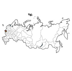 Bryansk Oblast on administration map of russia