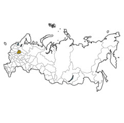 Yaroslavl Oblast on administration map of russia