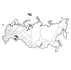 Bashkortostan oblast on administration map of russia