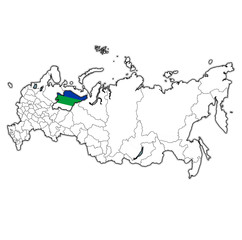 Komi on administration map of russia