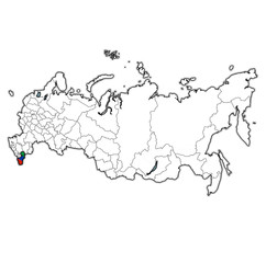 Dagestan on administration map of russia