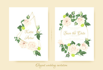 Elegant Wedding Invitation with Flowers.