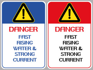 Danger.Fast-rising water & strong currents.  Technical information, warning of the danger of the existing conditions on the dam.