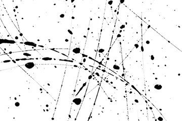 Splashes of black paint on a white background. black paint  following stains