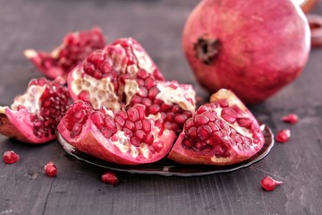 pomegranate on wooden background