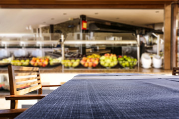 Table background and restaurant interior 
