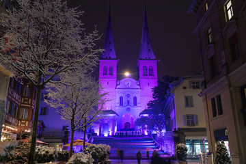 Beleuchtete Hofkirche 