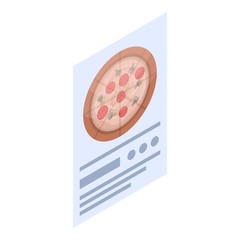 Pizza menu paper icon. Isometric of pizza menu paper vector icon for web design isolated on white background