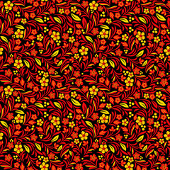 Vector seamless pattern in traditional russian khokhloma style