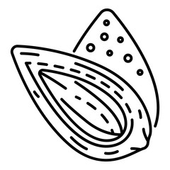Almond icon. Outline almond vector icon for web design isolated on white background