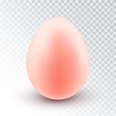 Vector Realistic Pink Egg with Shadow Isolated on Transparent Background