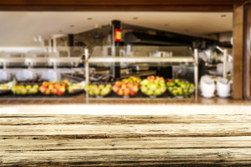 Table background and restaurant interior 