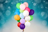 Bunch of colorful balloons on white background