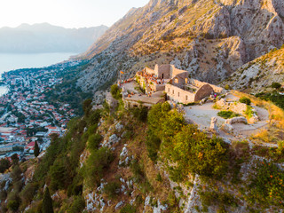 aerial view of kotor fortes in montenegro