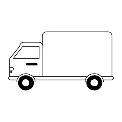 delivery cargo truck vehicle black and white