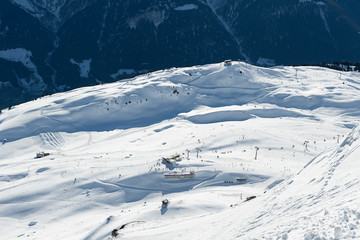 Fototapeta na wymiar Skigebiet ob Bettmeralp, Goms, Wallis, Schweiz