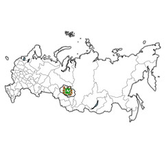Tomsk Oblast on administration map of russia