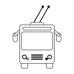 Obraz premium public bus frontview isolated black and white