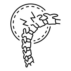 Cracked spine icon. Outline cracked spine vector icon for web design isolated on white background