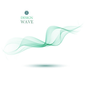 Abstract green wavy lines. Colorful vector background. smoke