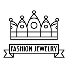 Fashion crown jewelry logo. Outline fashion crown jewelry vector logo for web design isolated on white background